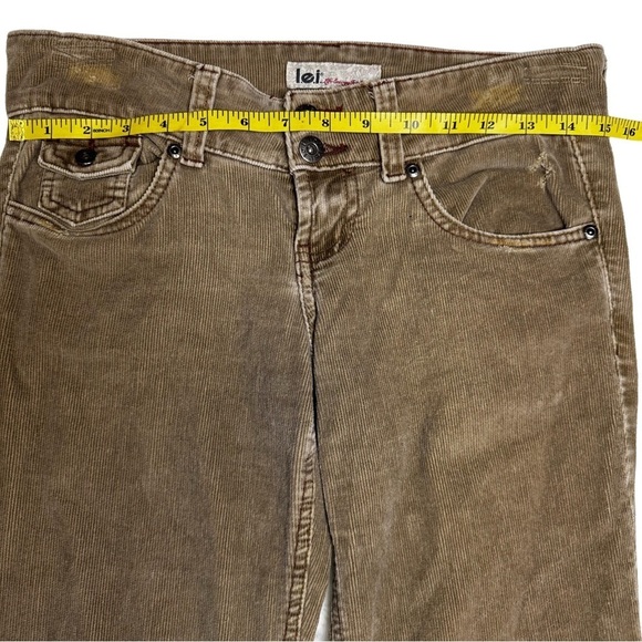 l.e.i. Brown Corduroy Pants Size 3 Double Button Front Distressed Flare Vintage - Picture 12 of 16